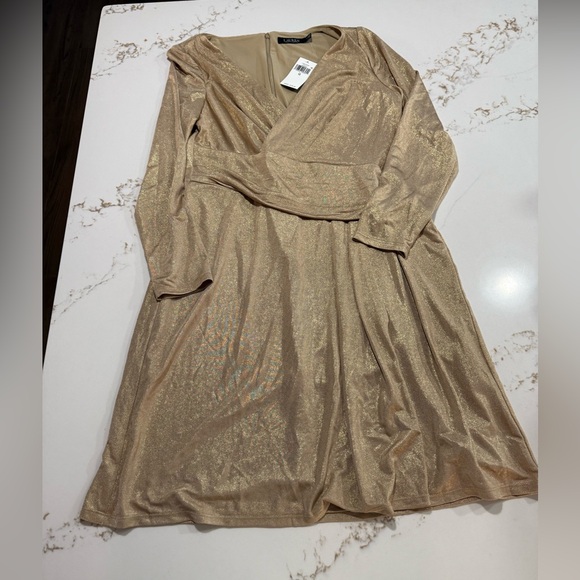 Lauren Ralph Lauren Metallic Gold Long Sleeve Dress